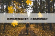 欧洲杯历史决赛战绩查询，历来欧洲杯决赛比分