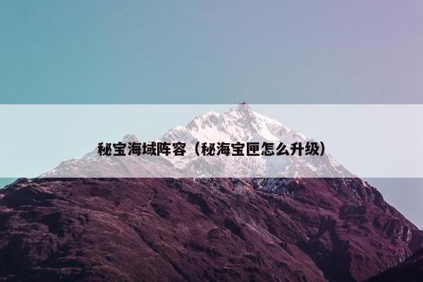 秘宝海域阵容（秘海宝匣怎么升级）
