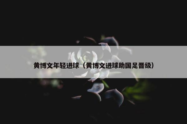黄博文年轻进球（黄博文进球助国足晋级）
