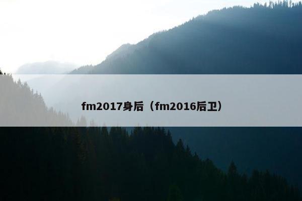 fm2017身后（fm2016后卫）