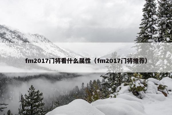 fm2017门将看什么属性（fm2017门将推荐）