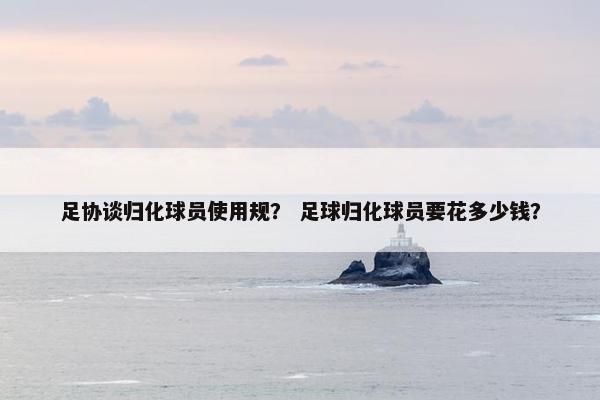 足协谈归化球员使用规？ 足球归化球员要花多少钱？