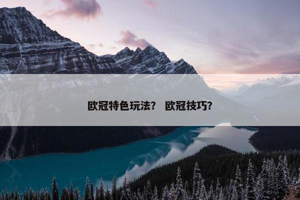 欧冠特色玩法？ 欧冠技巧？