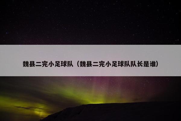 魏县二完小足球队（魏县二完小足球队队长是谁）