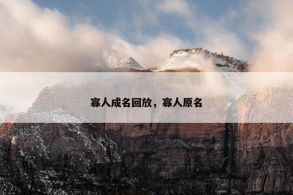 寡人成名回放，寡人原名