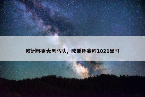 欧洲杯更大黑马队，欧洲杯赛程2021黑马