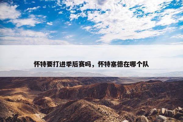 怀特要打进季后赛吗，怀特塞德在哪个队