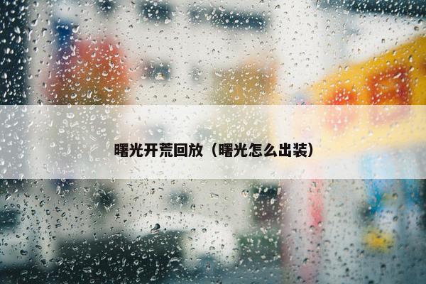 曙光开荒回放（曙光怎么出装）