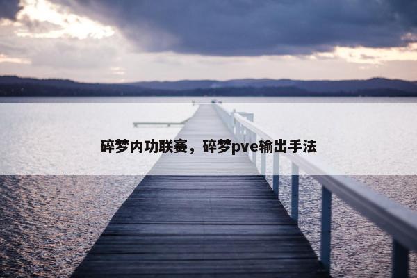 碎梦内功联赛,碎梦pve输出手法 碎梦内功联赛,碎梦pve输出手法