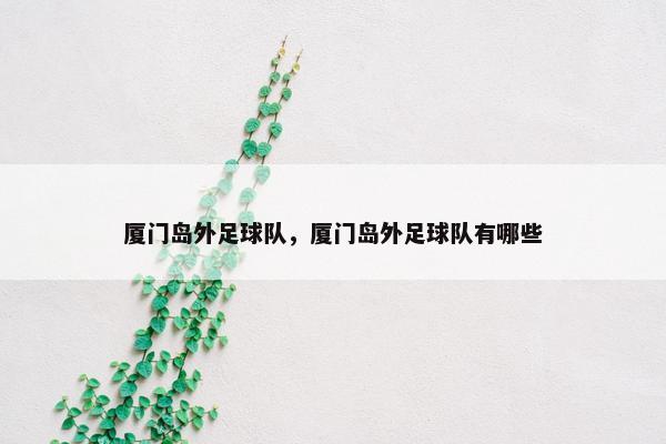 厦门岛外足球队,厦门岛外足球队有哪些 厦门岛外足球队,厦门岛外足球队有哪些