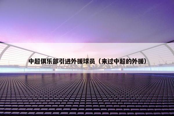 中超俱乐部引进外援球员（来过中超的外援）